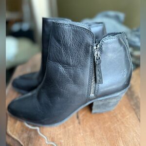 Frye Black Leather Ankle Boots
